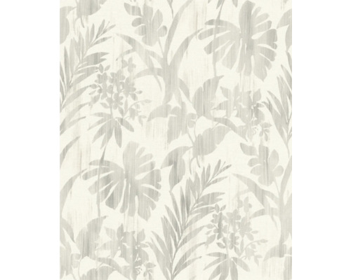 Vliestapete 410556 Beachhouse Blätter grau Tapete mit floralem Muster