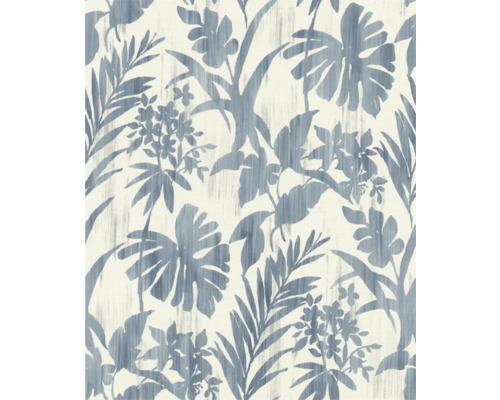 Vliestapete 410563 Beachhouse Blätter blau Tapete mit floralem Muster