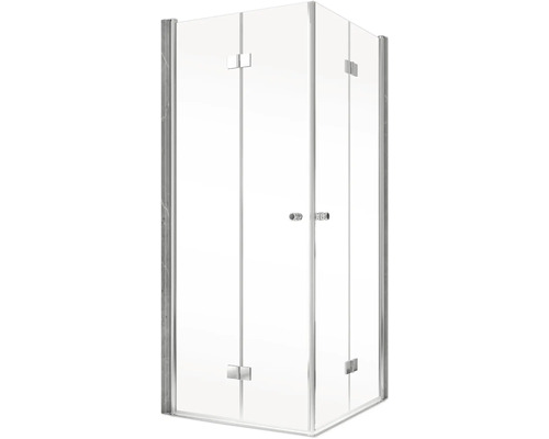 Eckdusche mit Glastüren und Beschlägen