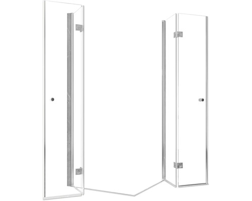 Eckdusche mit zwei Türen aus Glas