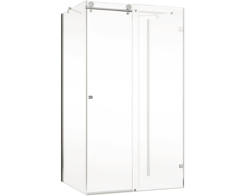 Eckdusche mit Schiebetür aus Glas