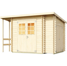 Gartenhaus aus Holz mit Fenster und Anbau