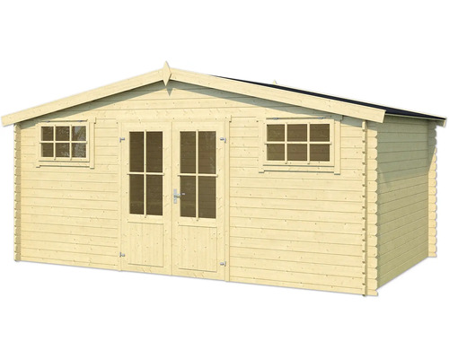 Holzgartenhaus mit Doppeltür und Fenstern