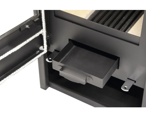 Detailansicht des Aschekastens eines Kaminofens