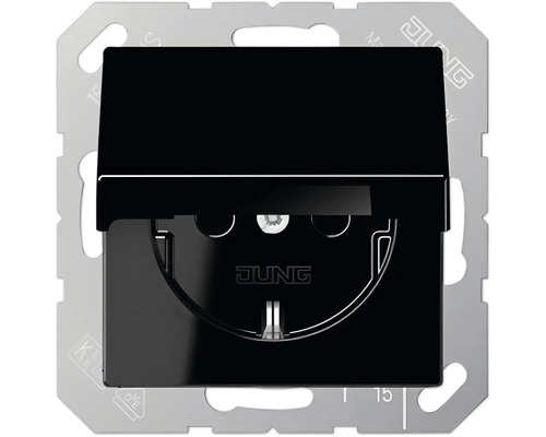 Jung A 1520 BFKL SW Steckdose mit Klappdeckel graphitschwarz/matt Serie A550 Jung Schuko Steckdose mit Klappdeckel