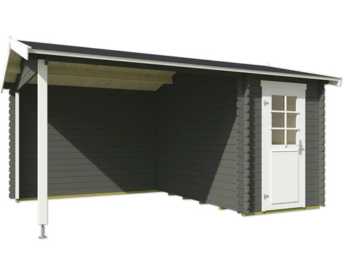 Holzgartenhaus mit Vordach und Tür