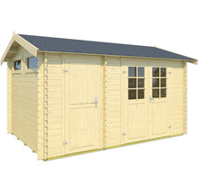 Holzgartenhaus mit Tür und Fenstern