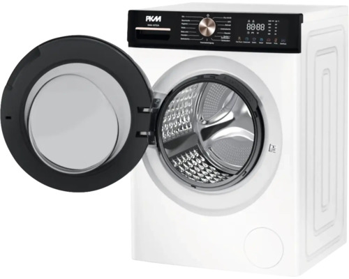 Weiße PKM Waschmaschine mit geöffneter Tür
