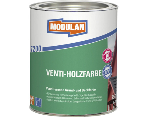 MODULAN 7200 Venti-Holzfarbe RAL 7016 anthrazitgrau 750 ml Farbeimer mit Modulan Venti-Holzfarbe für den Außenbereich