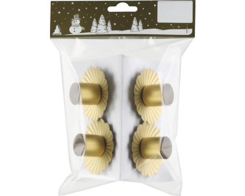 Kerzenhalter Metall Ø 6 cm H 4 cm gold 4 Stück Vier goldfarbene Möbelknöpfe in einer transparenten Verpackung