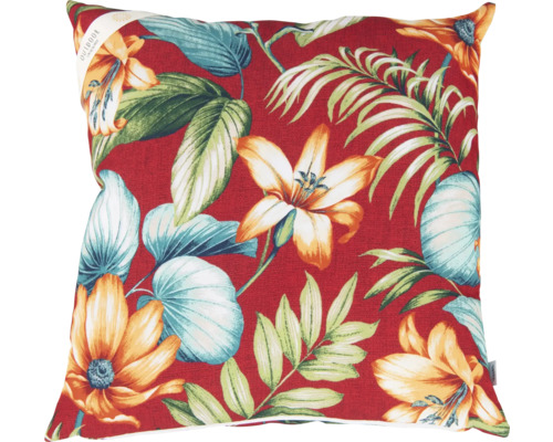 Quadratisches Zierkissen mit Blumen- und Blättermuster