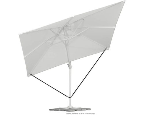 Weißer quadratischer Sonnenschirm mit Ständer