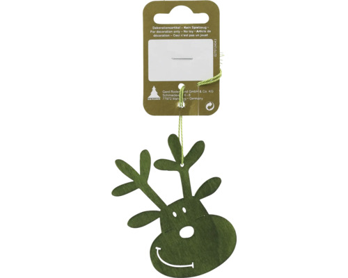 Weihnachtsbaumanhänger Rentierkopf Holz 8 x 6 x 0,3 cm grün Dekorativer Rentieranhänger aus Holz