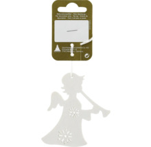 Engel Holzanhänger mit Trompete als Weihnachtsdekoration