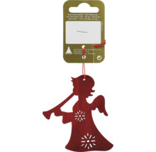Roter Engel mit Trompete als Weihnachtsbaumschmuck