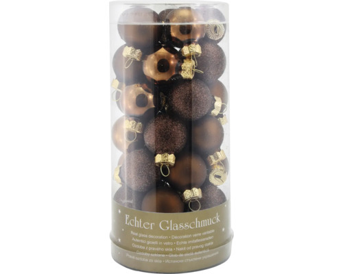 Weihnachtsbaumkugeln Glas Ø 2,5 cm braun 35 Stück Packung brauner Christbaumkugeln aus Glas