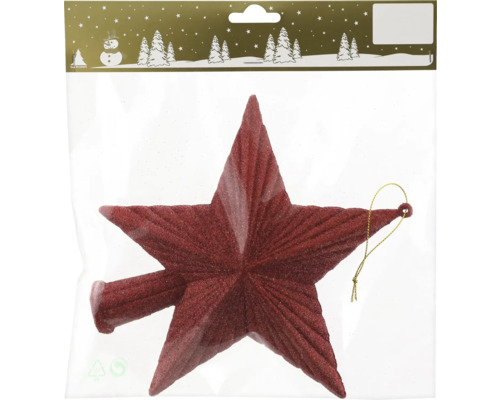 Weihnachtsbaumspitze Stern Kunststoff 18 x 19 cm rot Roter Stern als Christbaumschmuck in Verpackung