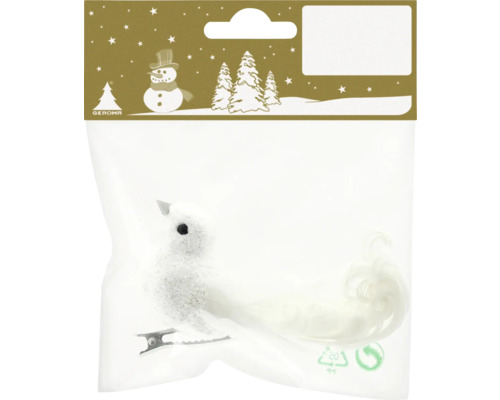 Dekorativer Vogel mit Clip zur Weihnachtsdekoration in einer Verpackung