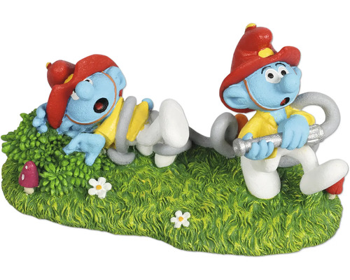 Aquariumdekoration AQUA DELLA Schlümpfe Feuerwehr ca. 16 x 7 x 9 cm Polyesterharz Dekorative Schlumpf-Feuerwehrmann-Figur für Aquarien