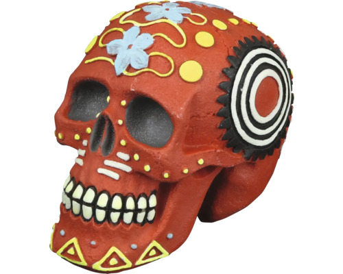 Dekorativer Totenkopf mit Blumen und Mustern