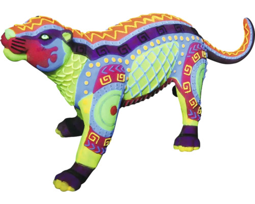 Figur einer bunten Raubkatze mit Mustern