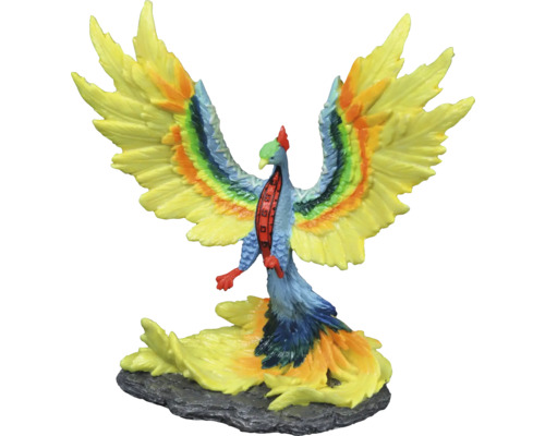 Dekorative Phönixfigur mit ausgebreiteten Flügeln auf einem Sockel