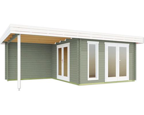 Holzgartenhaus mit Terrasse und Doppeltür