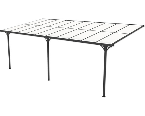 Freistehende Terrassenüberdachung mit rechteckiger Form und mehreren Stützpfosten