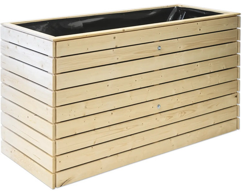 Rechteckiger Pflanzkasten aus Holz mit Folie
