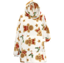 Weißer Kapuzenpullover mit Lebkuchenmann Muster