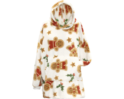 Weißer Kapuzenpullover mit Lebkuchenmann Muster