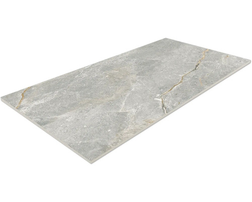 Feinsteinzeug Wand- und Bodenfliese PROVENZA gris matt 60 x 120 cm x 9,2 mm rektifiziert Rechteckige, graue Bodenfliese mit Marmorstruktur