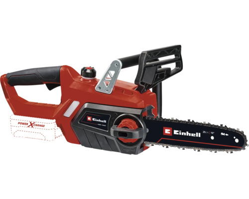 Einhell Akku-Kettensäge mit einer Schnittlänge von 25 cm.