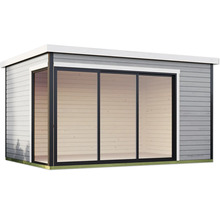 Gartenhaus mit Glasschiebetüren