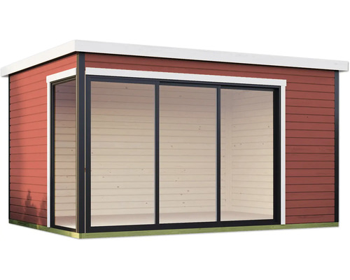 Gartenhaus mit Schiebetür aus Glas