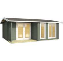 Gartenhaus aus Holz mit Fenstern und Doppeltür