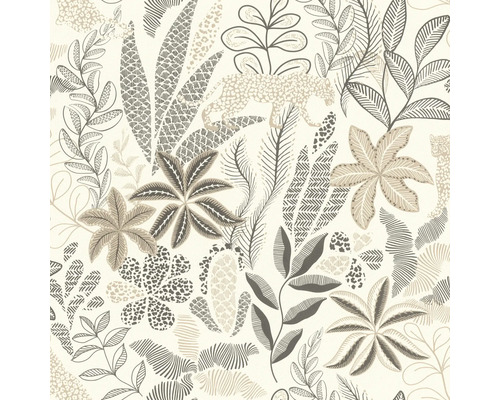 Vliestapete 792911 Allegretto Dschungel beige Tapete mit Pflanzen- und Tiermotiven