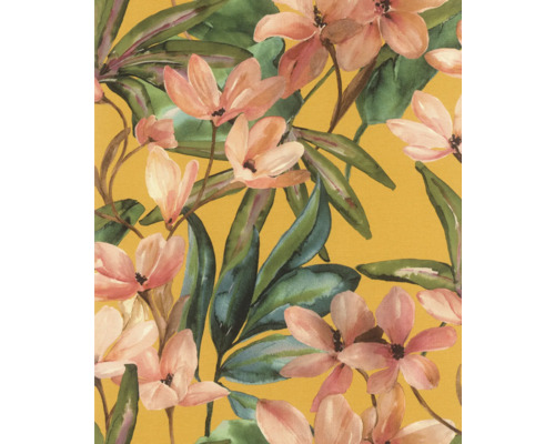 Selbstklebende Vliestapete 371130 Magnolia gelb 6x0,53m Textil mit Blumenmuster