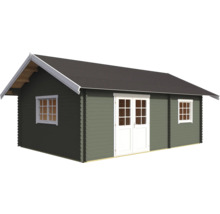 Holzgartenhaus mit Fenstern und Doppeltür