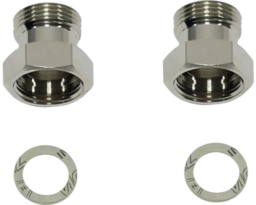 Zwei Rohrverschraubungen mit Dichtungen