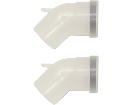 Zwei Winkelstücke aus Kunststoff