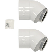 Zwei weiße Vaillant 45 Grad Bögen mit Schrauben