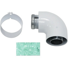 Abgasrohrbogen mit Rosette und Montagematerial für Heizungsanlagen