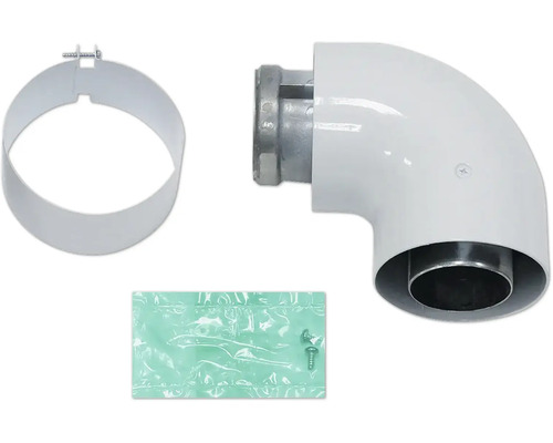 Abgasrohrbogen mit Rosette und Montagematerial für Heizungsanlagen