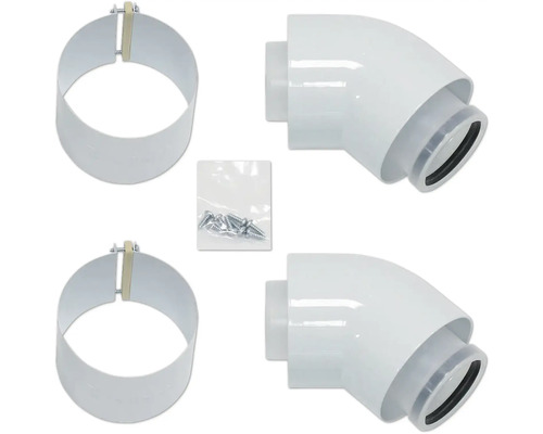 Abwasserrohrbogen, Rohrschelle und Schrauben