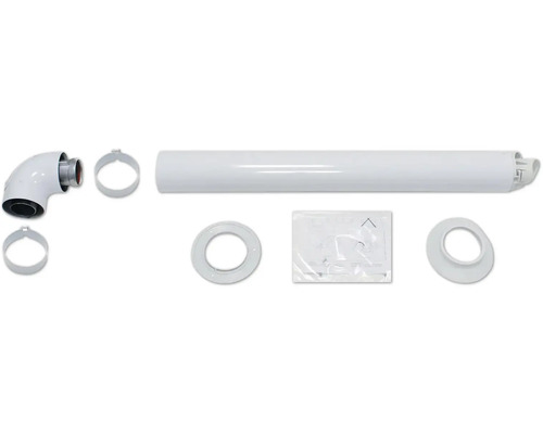 Abgasrohrset mit Rohren, Rohrbogen, Rosetten und Befestigungsmaterial