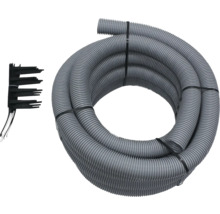 Graues, geripptes Schlauchpaket mit Kabelbinder und Kabelhalter