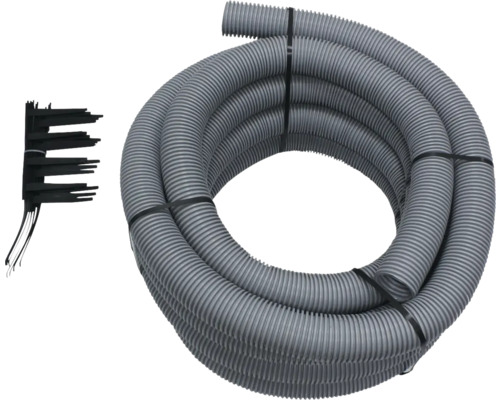 Vaillant Set 5 flexible Abgasleitung DN 80 PP 15 m flexibles Rohr und 7 Abstandhalter 303514 Graues, geripptes Schlauchpaket mit Kabelbinder und Kabelhalter