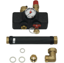 Heizungsverteiler mit Manometer, Absperrventil, Verschraubung und Dichtungen