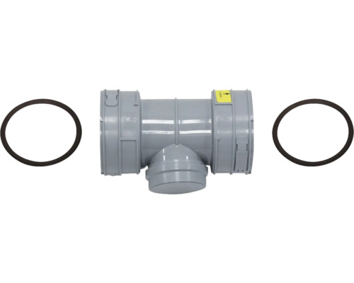 Vaillant Set 2 Revisionselement für flexible Abgasleitung DN100 PP 303517 Aufsicht auf einen Abwasserrohrverbinder mit zwei Dichtungsringen